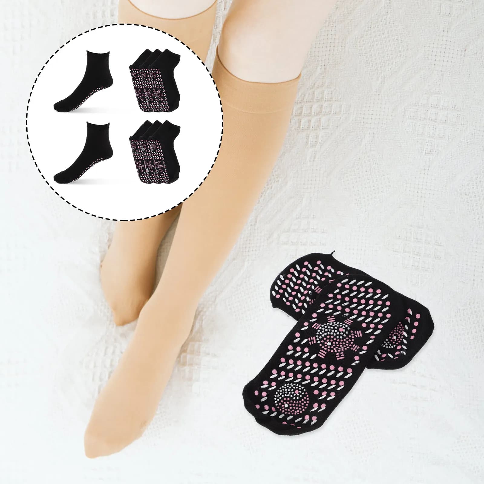 4 paia di calzini autoriscaldanti in cotone traspirante antiscivolo, progettati per allenamenti, yoga, pilates, calzini riscaldanti per uomo e donna