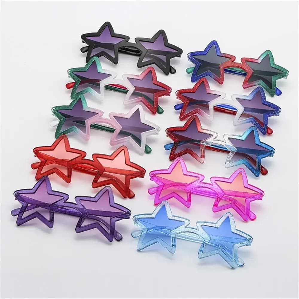 1 paio di occhiali da sole divertenti e unici a forma di stella per donna, occhiali da sole vintage a pentagramma per feste estive in spiaggia