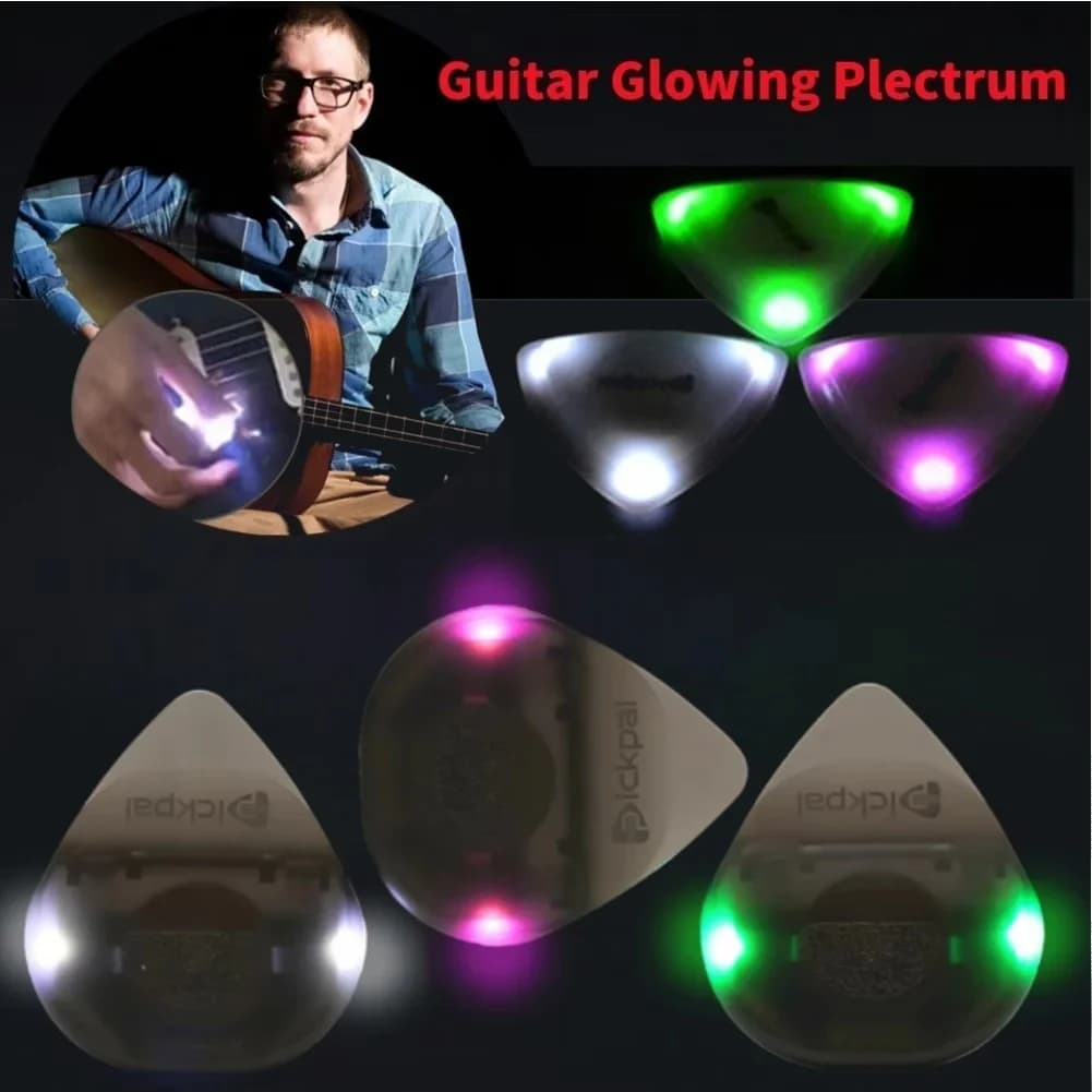 Miwayer Plettro per chitarra luminoso a LED 1 pz - Plettri per chitarra elettrica ABS con opzioni di luce tricolore (Bianco/Verde/Viola)