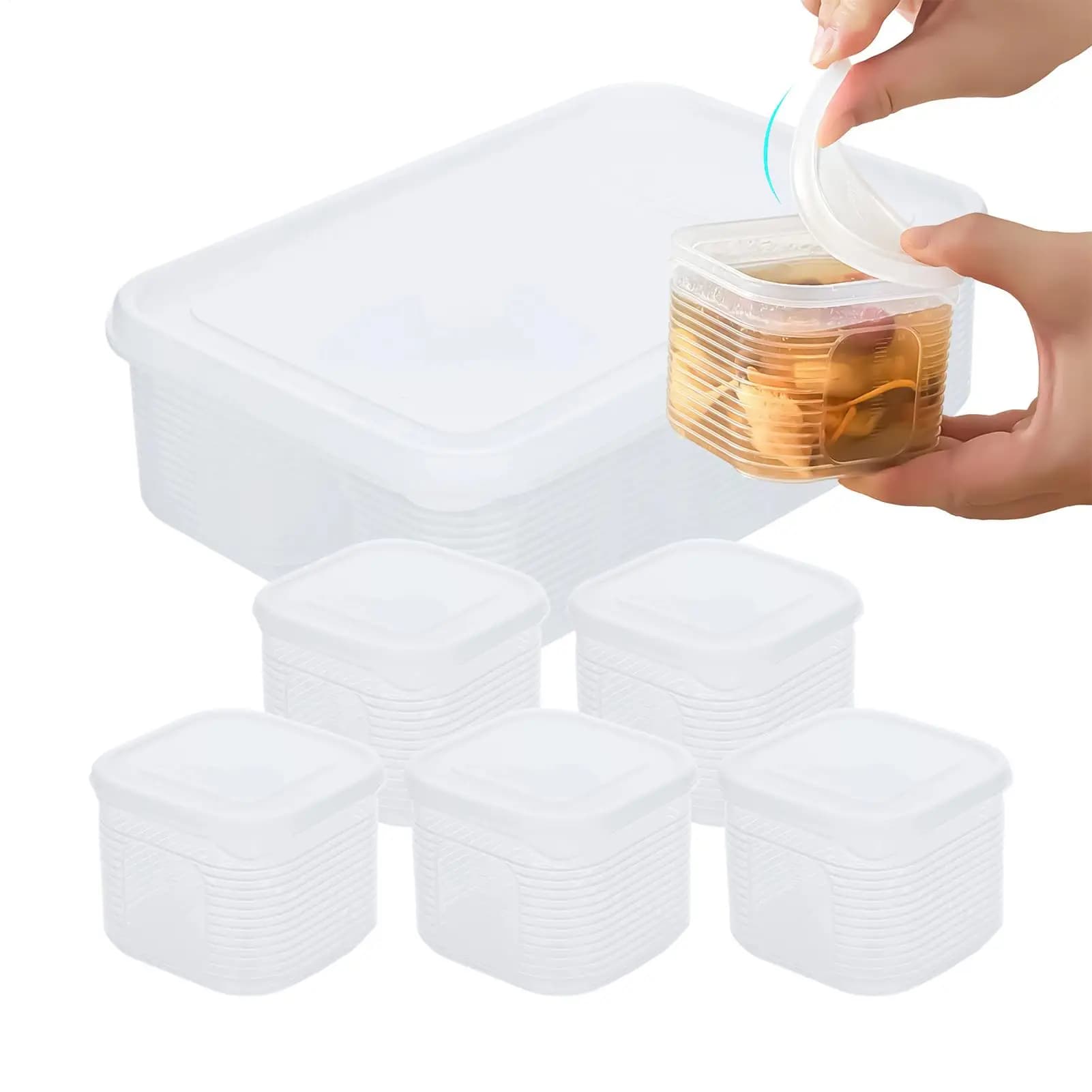 Contenitori per frigorifero, impilabili, con coperchio, organizer per alimenti, contenitore per frigorifero, per zuppe, verdure, frutta, viaggi, viaggi d'affari