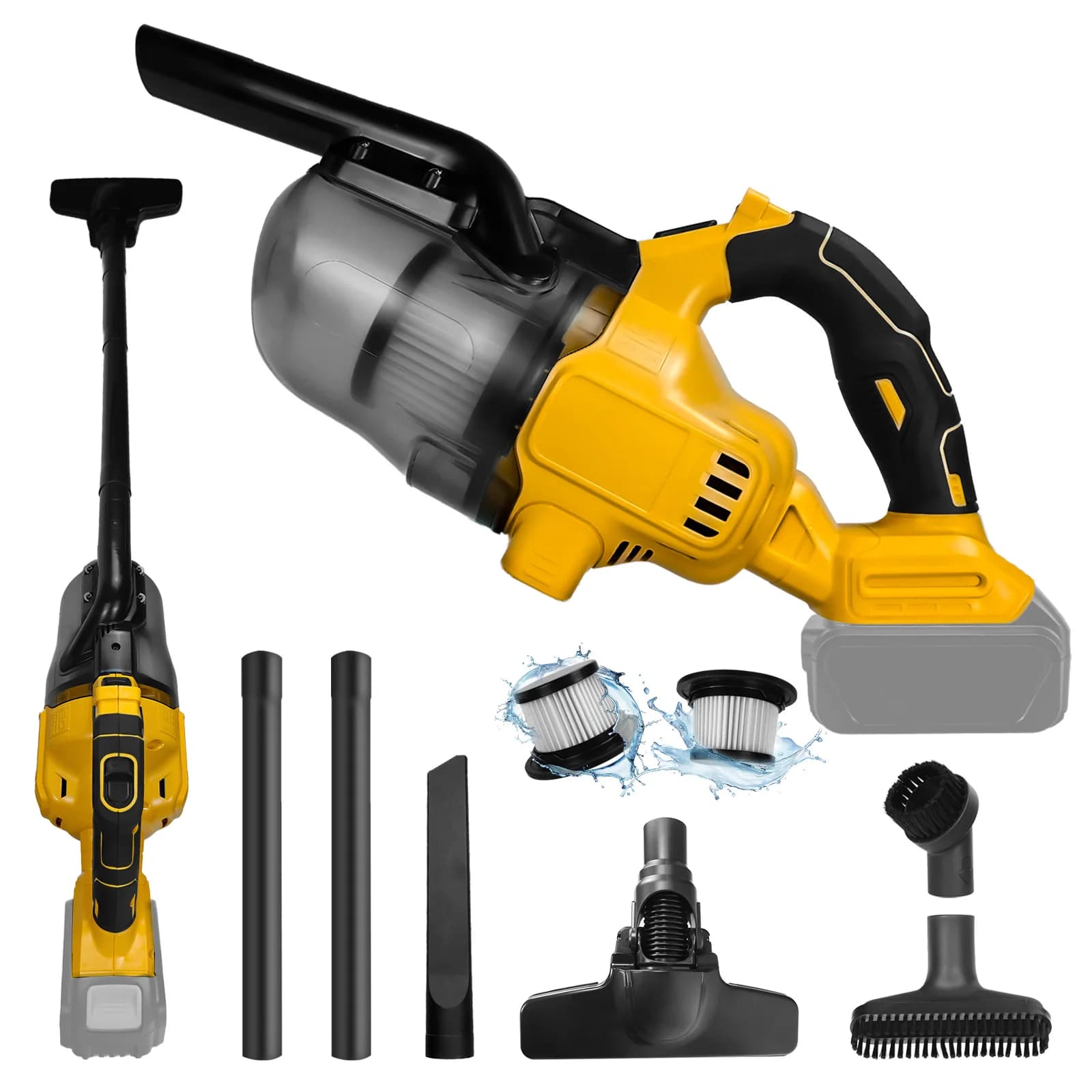 Wireless vacuum cleaner 400 W portable electric vacuum cleaner Powerful 20 KPA suction suitable for 20 V Dewalt battery (no battery)