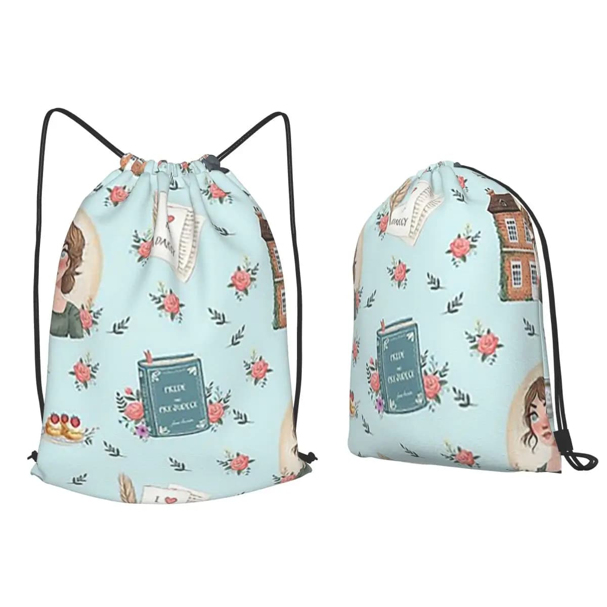 Orgoglio e pregiudizio - Ispirazione di Jane Austen Zaini Borse portatili con coulisse Borsa sportiva Borse per libri per viaggi e scuola