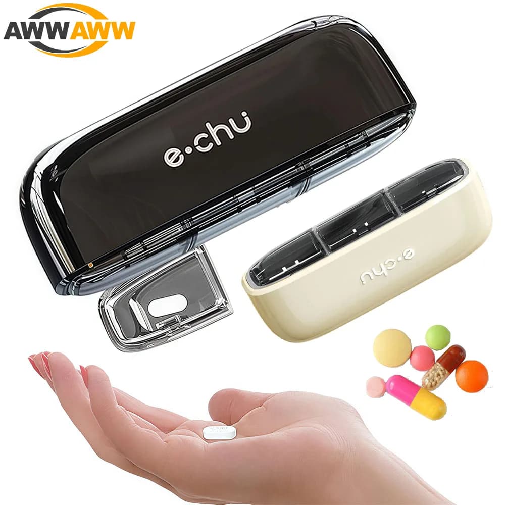 Small to 3 compartments 1 piece, travel organizer for pocket bag, vitamin container for daily portable medicines, fish oil, suplement