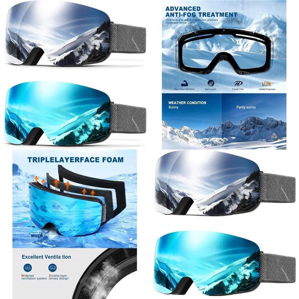 Occhiali da Sci Unisex con Protezione UV 100% per Snowboard e Altro
