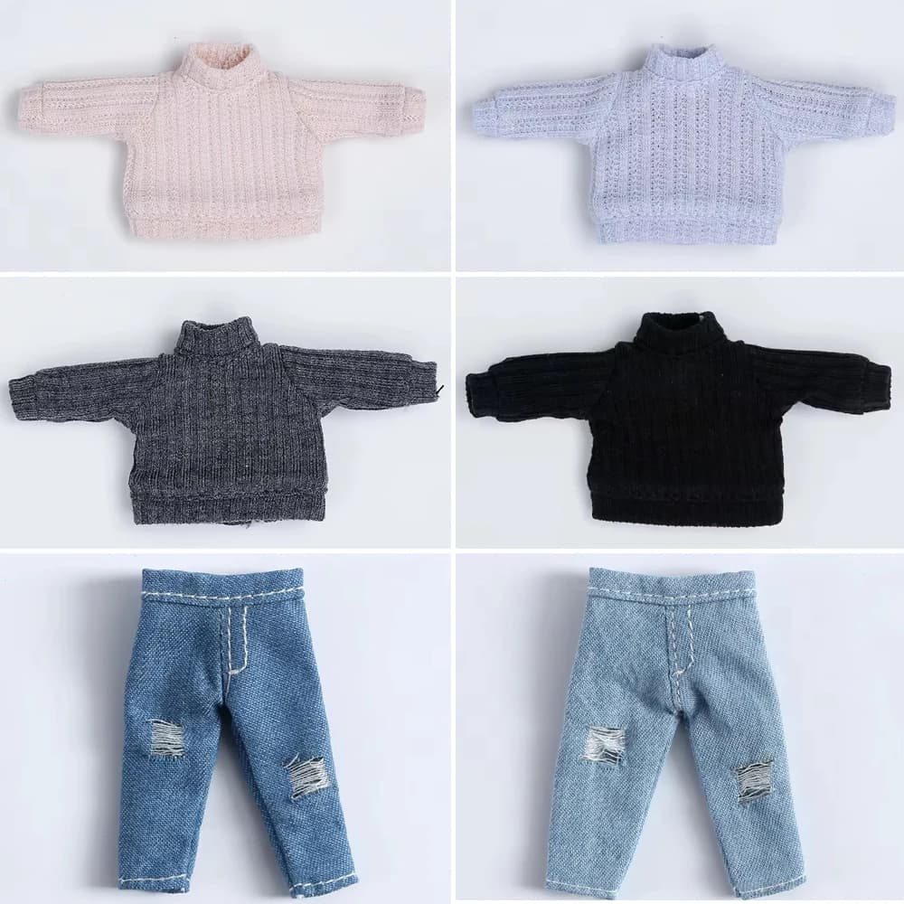 Ob11 Vestiti invernali per bambole Maglione lavorato a maglia Abbigliamento per bambole Jeans casual Vestiti Pantaloncini per Penny, YMY, GSC, Mollys, Obitsu 11,1/12 Bjd