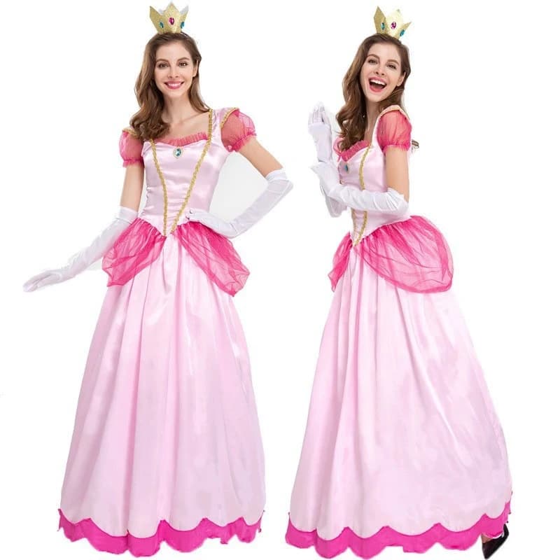 New Princess Dress Palace Party Queen Skirt Pink Peach Blossom Clothes Anime Halloween Costumes for Women