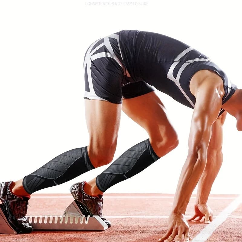 1 paio di maniche a compressione per gambe da uomo - Supporto per polpacci traspirante per la corsa di basket, maratona, protezione sportiva