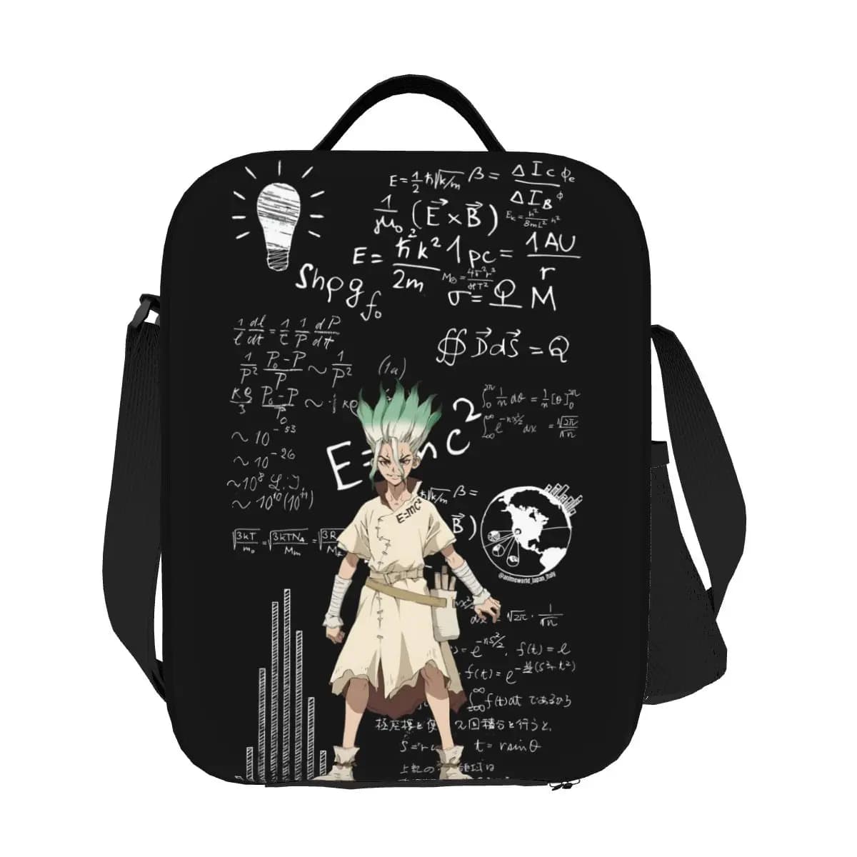 Senku Ishigami Dr Stone Apan Anime Borsa termica per il pranzo per donne Bambini Scatole per alimenti portatili Borsa termica per il pranzo