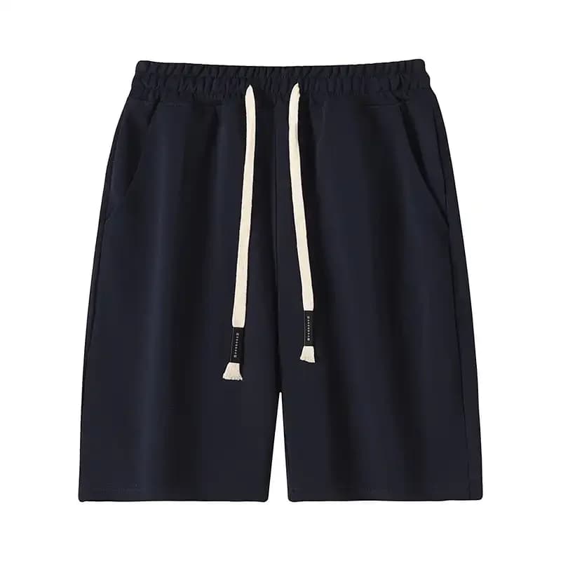 Men's Cotton Blend Solid Drawstring Casual Shorts Summer Loose Basic Five-Point Pants