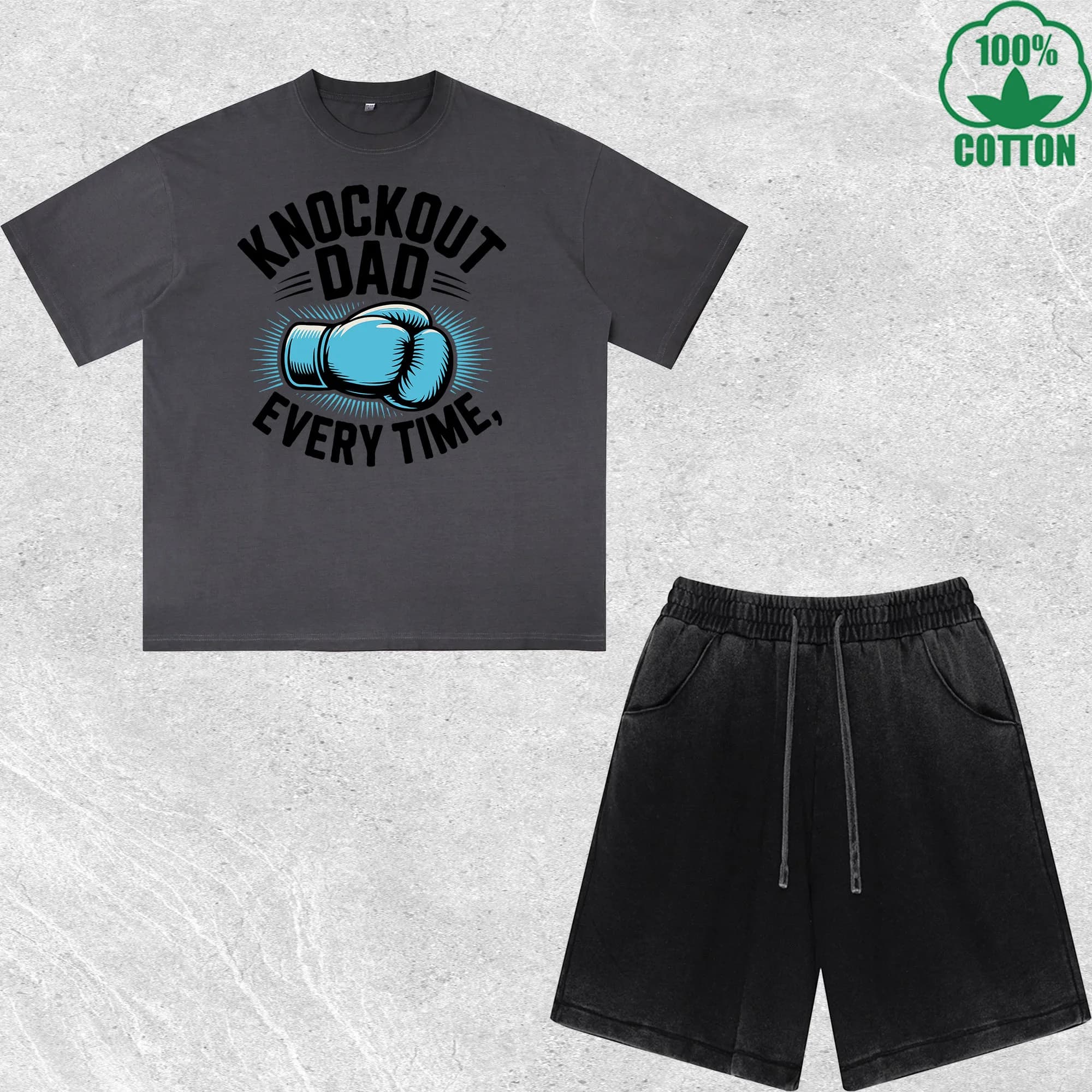 Set T-shirts and Shorts Printed Effetto Usurato Multicolore, Fits Wide, Trendy and Fashion, 100% Cotton
