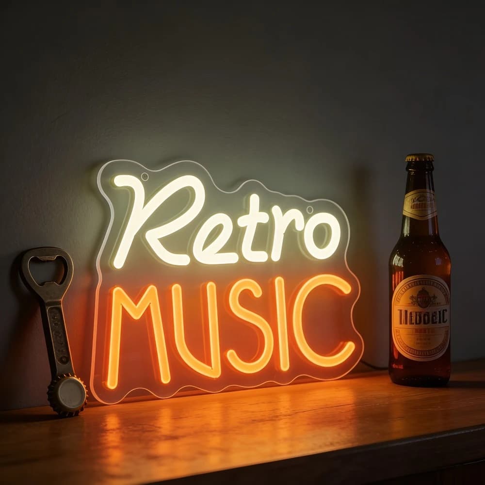 Insegna LED al Neon con Design Musicale Retrò per Bar, Pub e Arredamento Domestico, Crea un'Atmosfera Vintage, Regalo Perfetto per gli Amanti della Musica