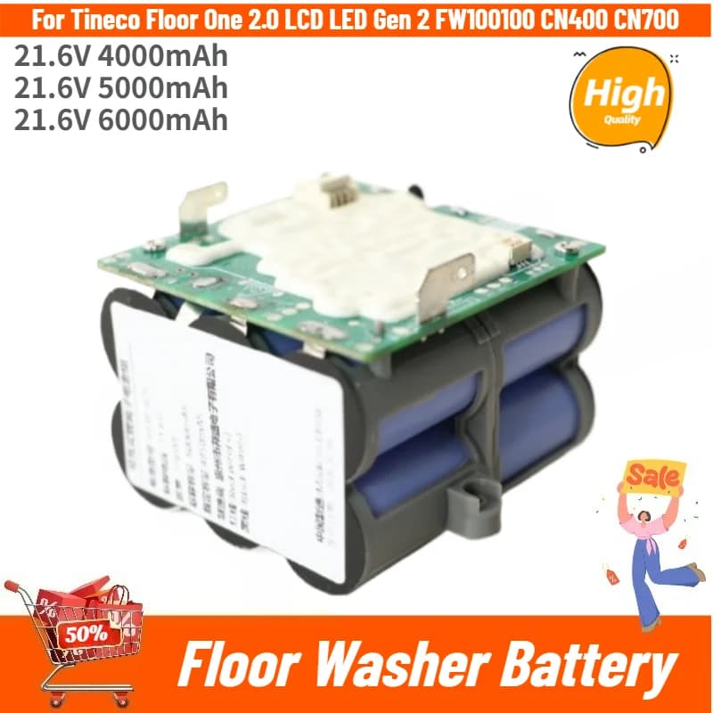 21.6V 4000mAh 5000mAh 6000mAh Battery for Tineco Floor One 2.0 LCD LED Gen 2 FW100100 CN400 CN700 floor washer