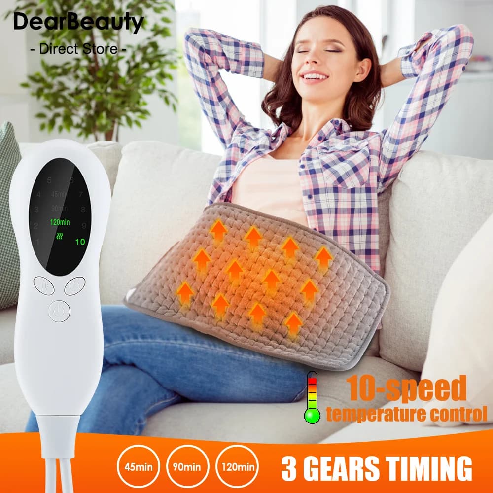 Cuscinetto riscaldante elettrico 110V-240V per addome vita sollievo dal dolore alla schiena 12*24 "coperta elettrica per fisioterapia riscaldata a 10 marce lavabile
