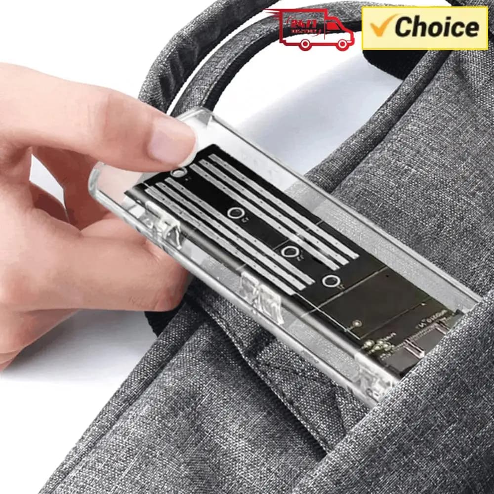 Case esterno trasparente per SSD M.2 NGFF SATA Type C USB 3.1 10Gbps, adattatore esterno per SSD per 2230/2242/2260/2280