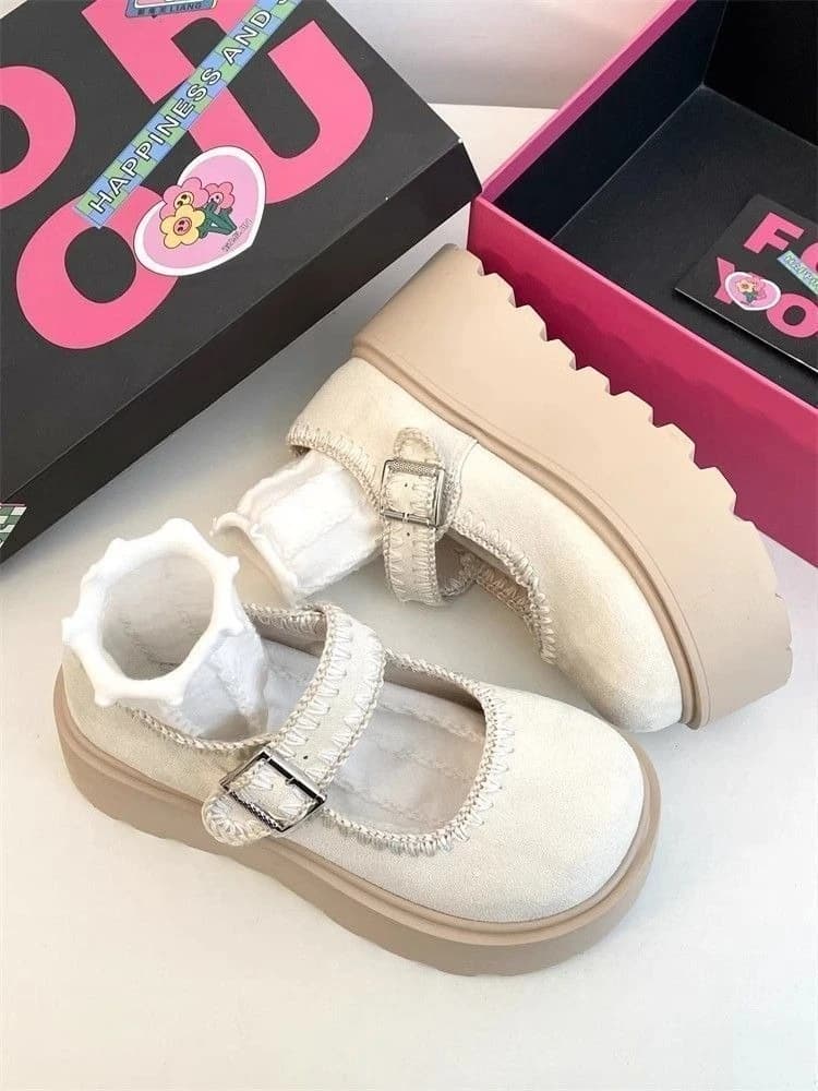 Comode Scarpe Mary Jane Vintage da Donna con Punta Tonda e Suola Rialzata, Primavera 2026, Versatili per Uso Casual