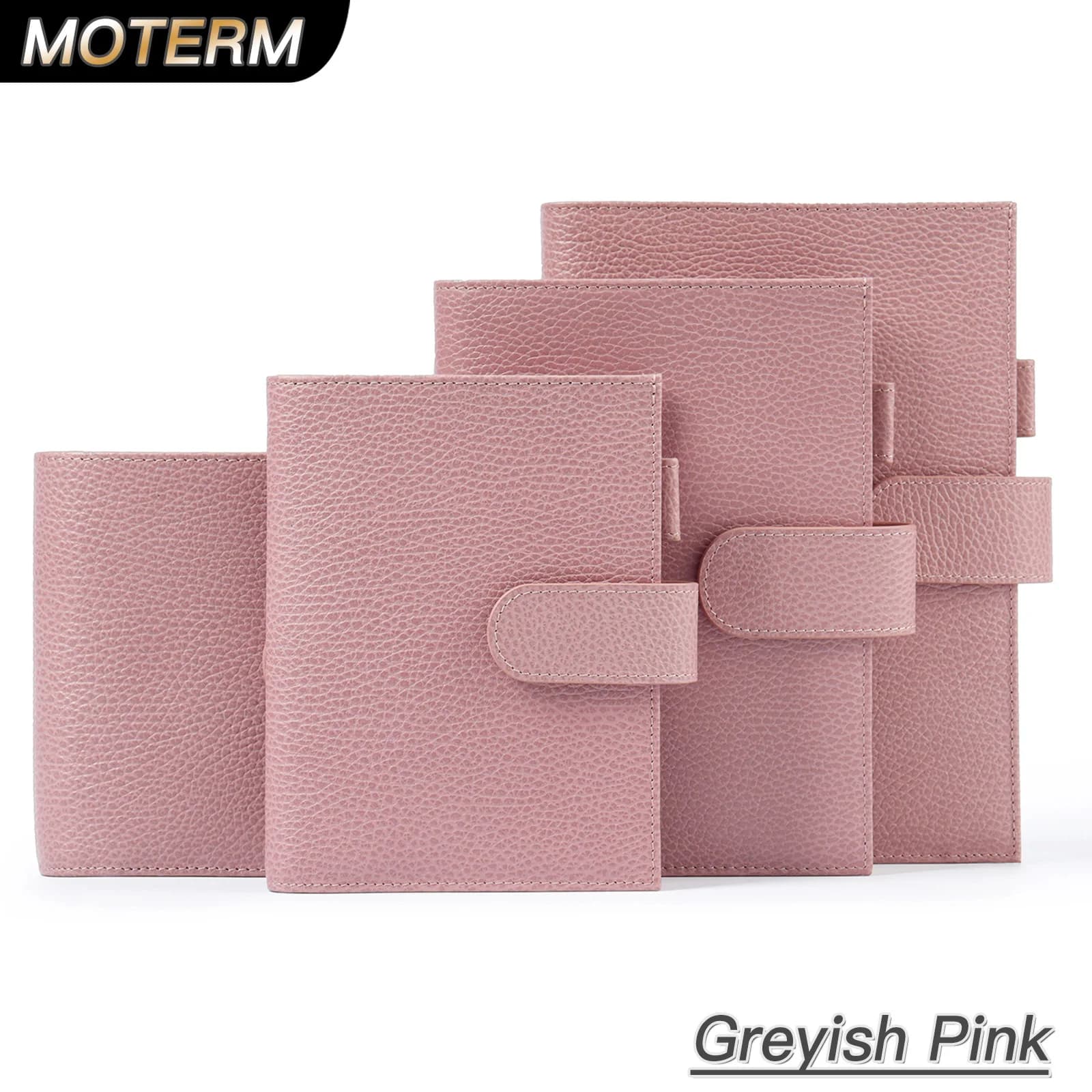 Moterm Firm Pelle a grana di ciottoli Colore rosa grigiastro Vera pelle bovina Planner Copertina per notebook Diario Agenda Organizzatore Viaggio