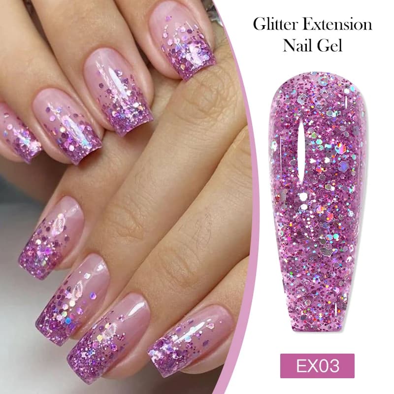 MEET ACROSS 20ml Scintillante Estensione Rapida Gel Smalto per unghie Glitter Paillettes Semi Permanente UV Builder Gel Vernice Nail Art Manicure