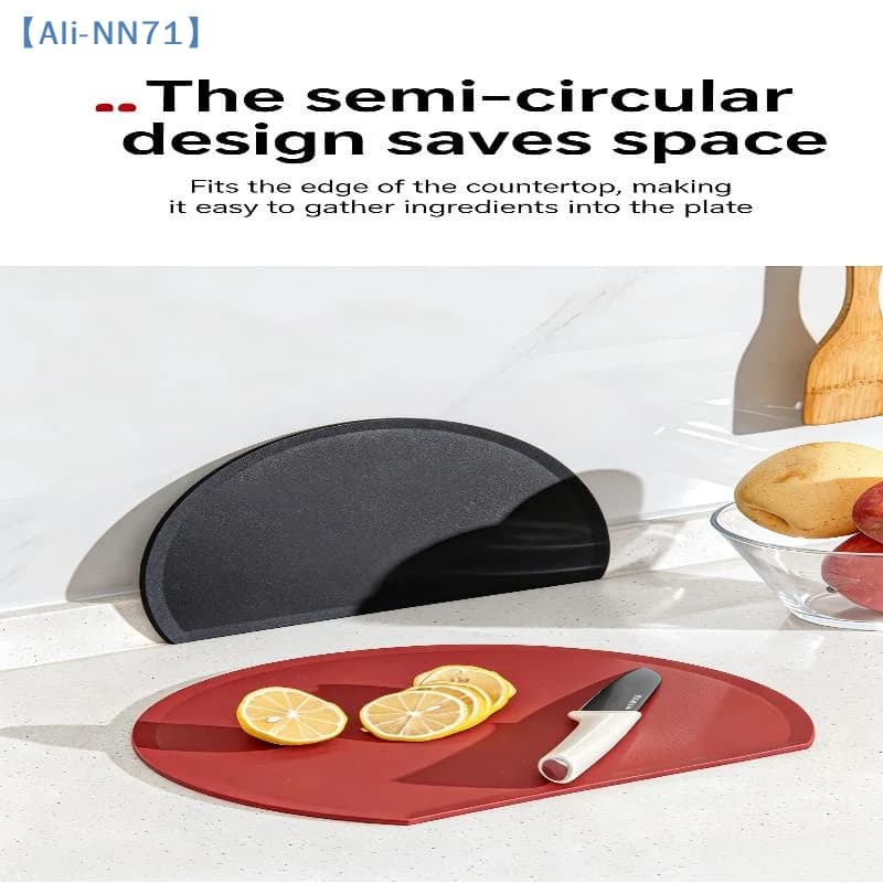 【NN71】Thick Silicone Kitchen Cutting Board Pad, TPU Double-sided Flexible Cutting Board, Anti-slip Rubber Semi-circular