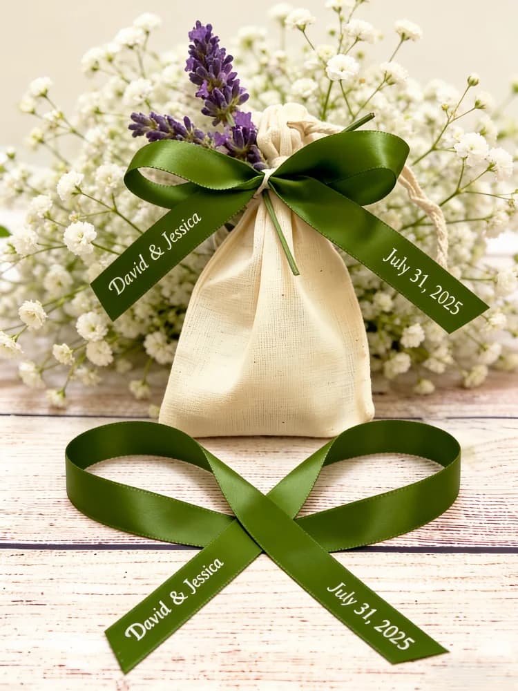 20 Pezzi di Nastro in Raso Personalizzato con Testo su Misura per Matrimoni, Compleanni, Baby Shower, Confezioni Regalo, Decorazioni per Feste