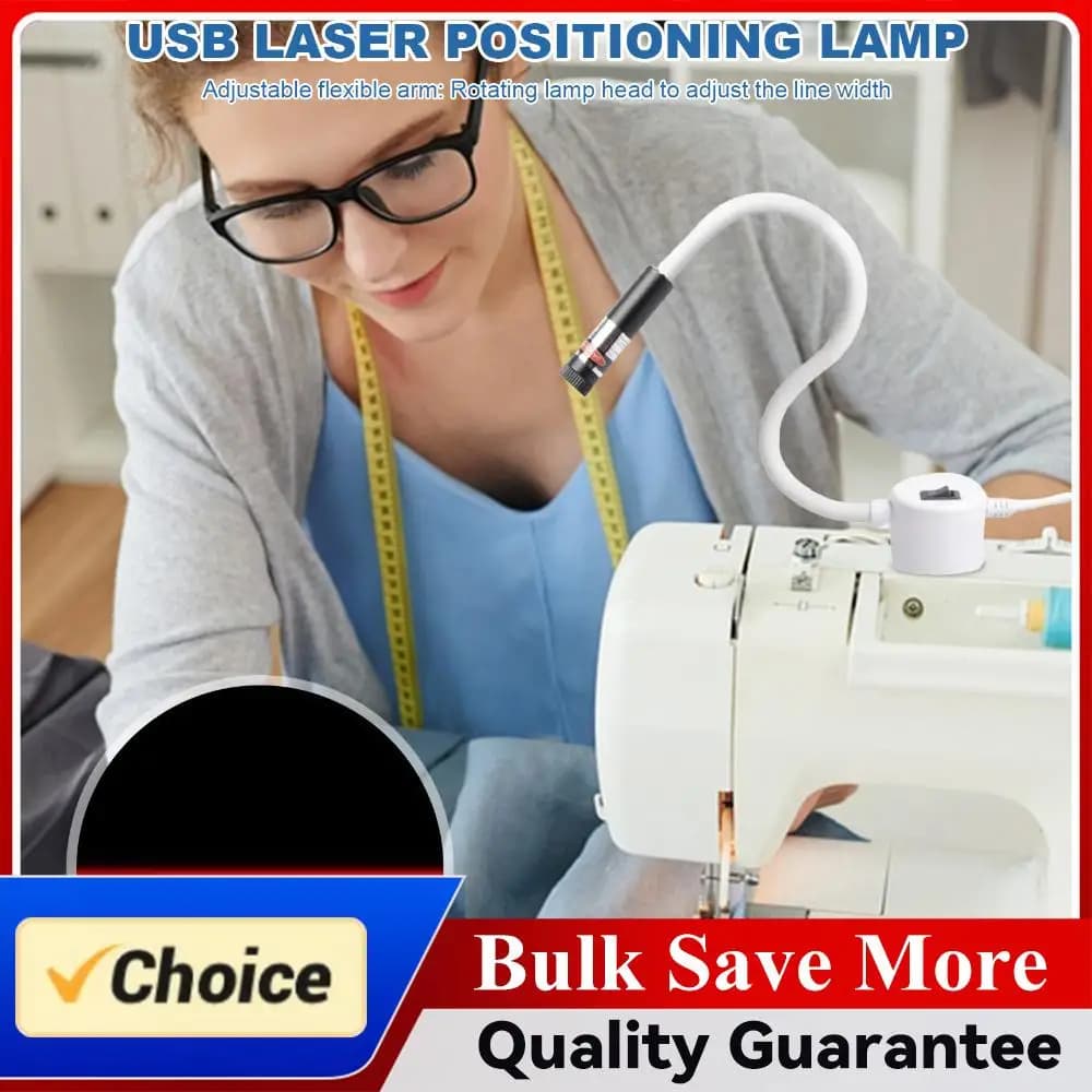 Luce di Posizionamento Laser Rossa Magnetica USB per Macchine da Cucire, Quilting, Lavori Artigianali e Allineamento sul Banco di Lavoro