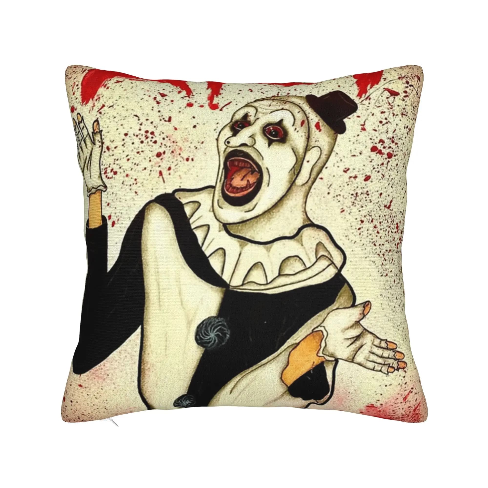 Terrifier Art The Clown Federa per cuscino in morbido poliestere, fodera decorativa per cuscino, per sedia, quadrata, 40*40 cm