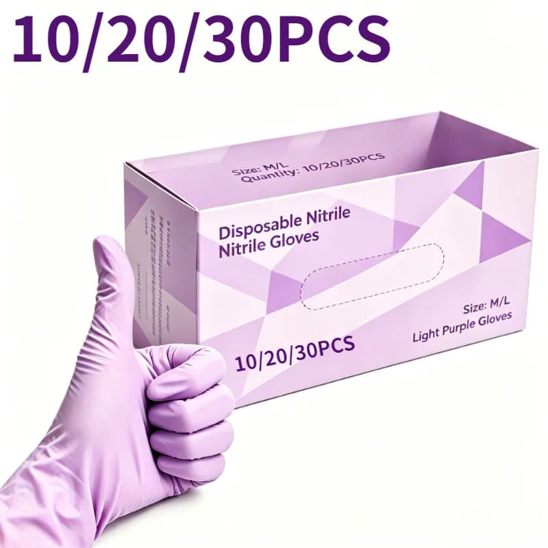 10/20/30PCS Light Purple Disposable Nitrile Gloves Multi-role Gloves Suitable Home Cleaning Beauty Hairdressing Pet Bathing