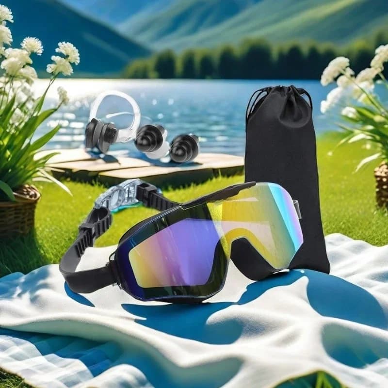 Professional swim glasses for adults with large frame silicone waterproof and anti-fogging