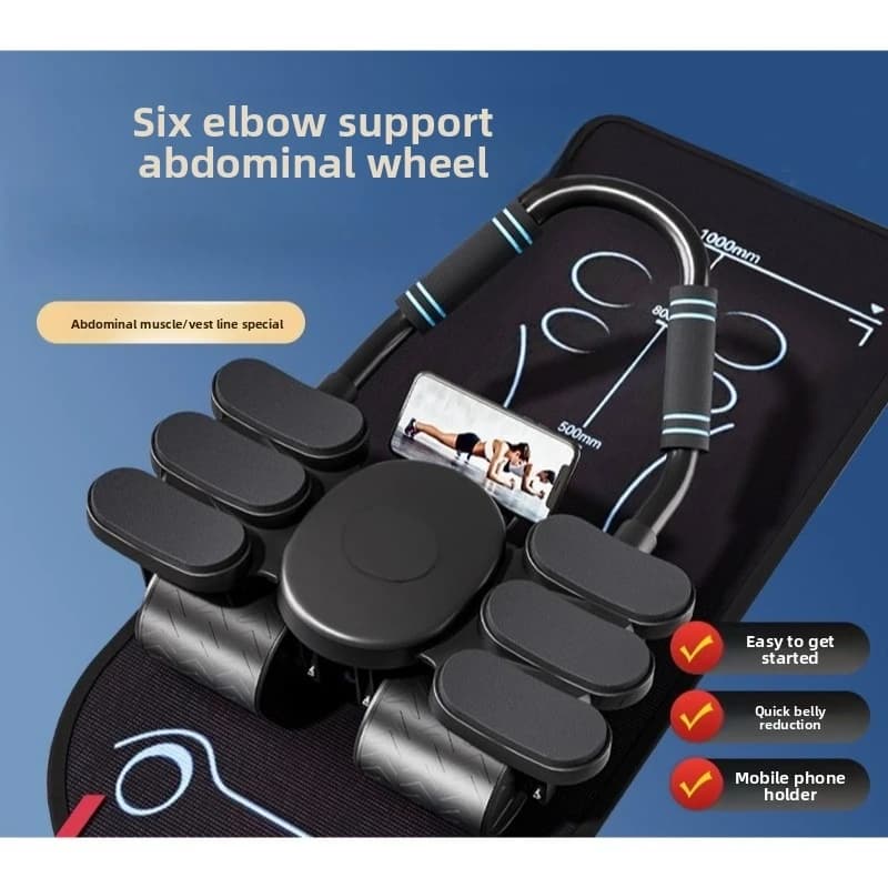 Four Wheel Auto Rebound Ab Roller With 6 Elbow Support Pads Household Abdominal Exercise Wheel Core Body Building Equipment