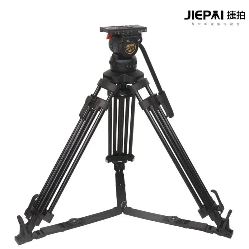Jiepai V12T PRO 70' 12kg Professional Carbon Video Camera Tripod with Fluid Geared Head 100mm Bowl for ENG Film Camera VS TERIS