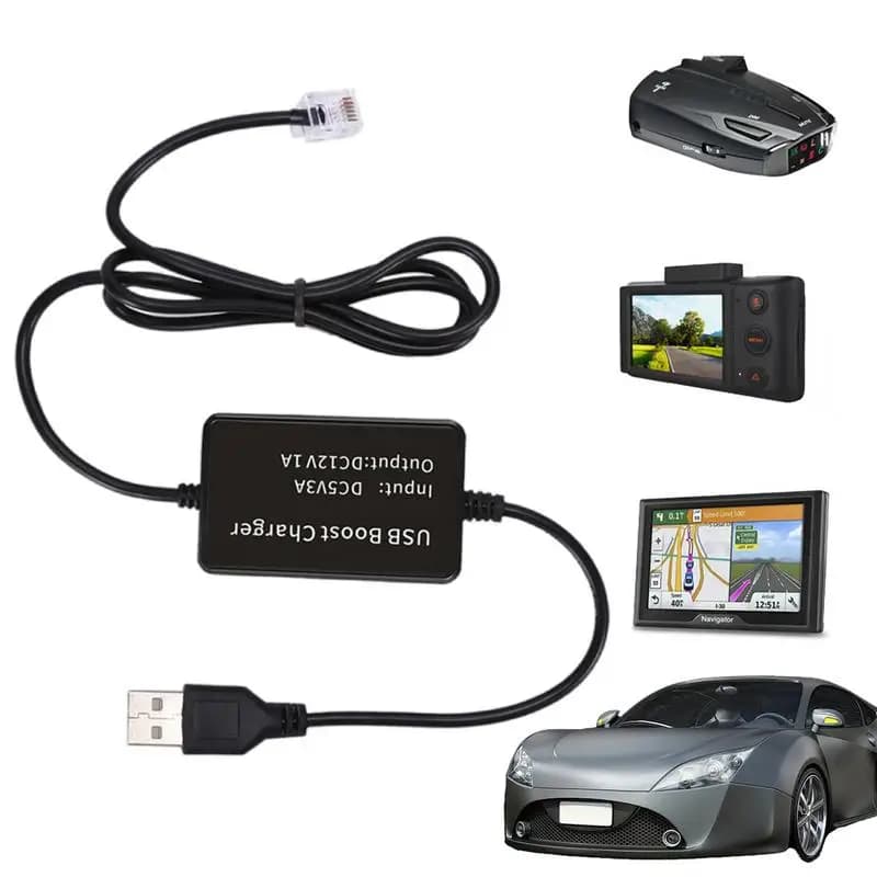 Cavo USB per rilevatore radar, cavo di alimentazione sostitutivo da USB a RJ11/DC 3.5, cavi di collegamento USB per la maggior parte dei caricabatterie per auto