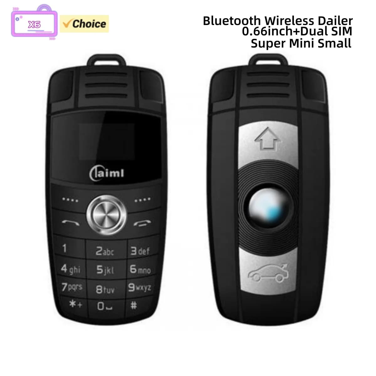 X6 Super Mini Telefono Cellulare Bluetooth con Schermo OLED da 0,66 Pollici, GSM 2G, Dual SIM, Batteria da 350mAh, Piccolo Combinatore Wireless