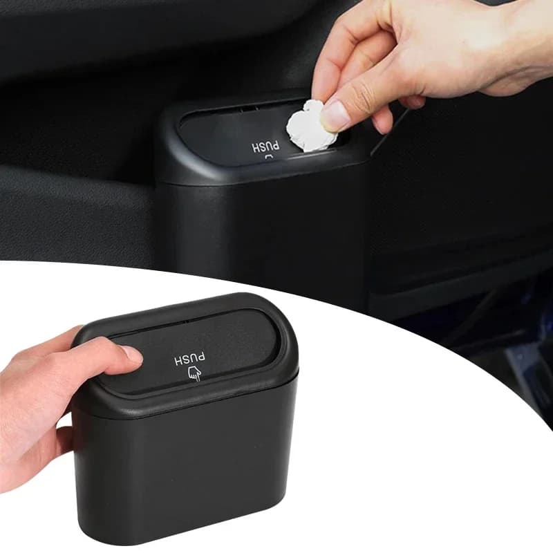 Pattumiera universale per auto, mini coperchio ribaltabile per auto, scatola portaoggetti per organizer per detriti, accessori interni per auto con spinta quadrata in ABS