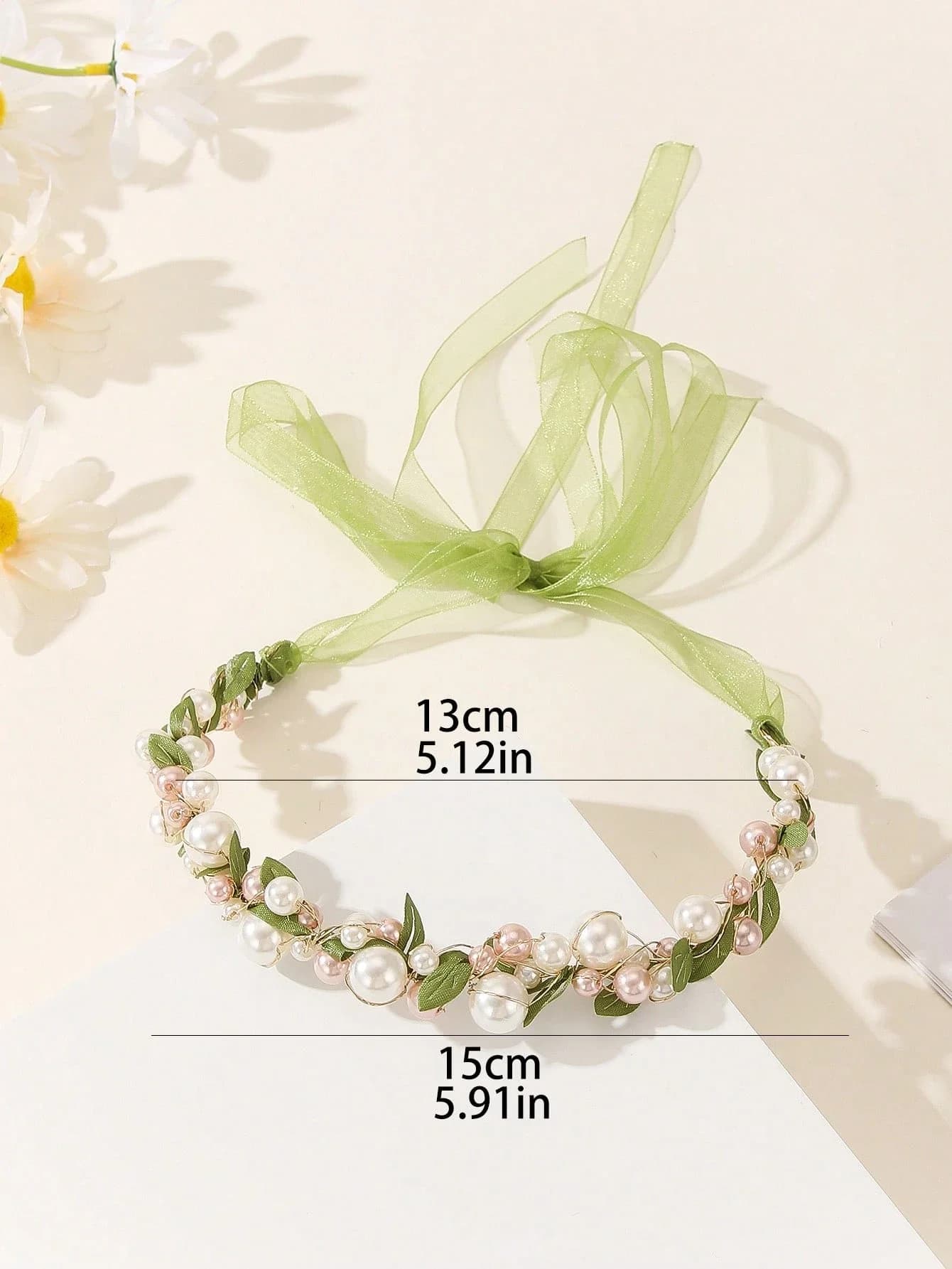 1 corona per capelli verde salvia con perle e foglie, delicata corona da fata per matrimoni, damigelle o feste boho
