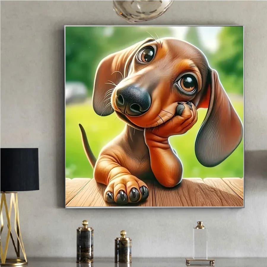 Cane della salsiccia Diamante Mosaico Bassotto Pieno quadrato rotondo Ricamo Animale Punto croce Cane Pittura diamante Immagine Decor Home