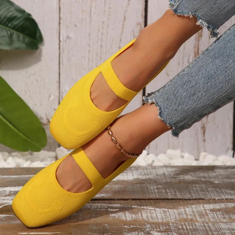 Scarpe Basse da Donna alla Moda, Scarpe Singole con Punta Quadrata, Design Casual, Comode e Morbide, Ballerine per Donne