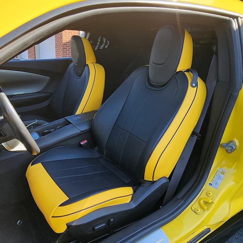 Customized Size for Chevrolet Camaro Car Seat Covers Complete set of premium artificial leather for Chevy 2010-2015 5th Camaro