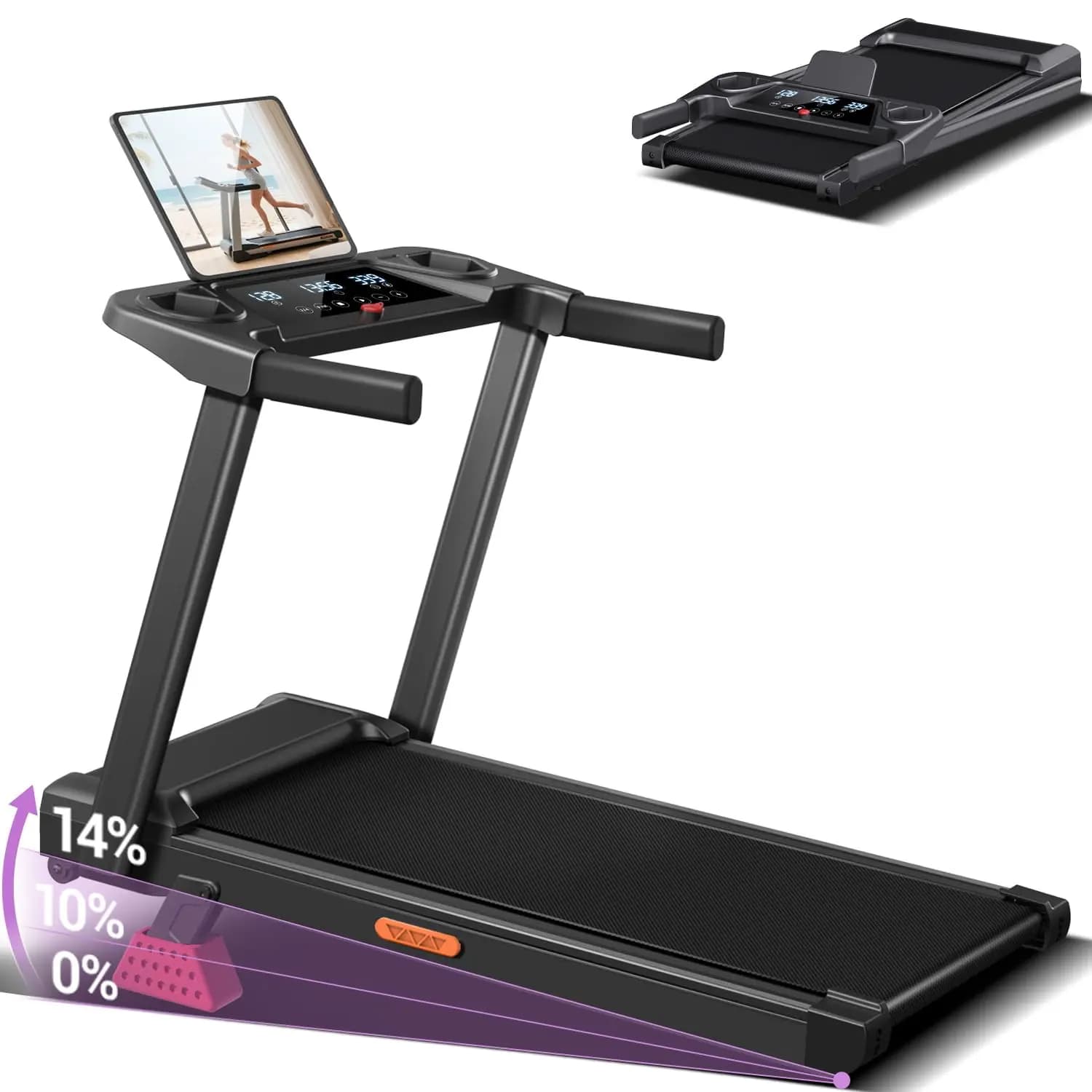 Treadmill Fitness with 20% Manual/Automatic Inclination, Extra-Largo 42.5"×16.1", Capacity 400LB, 3.5HP Motor and Customizable