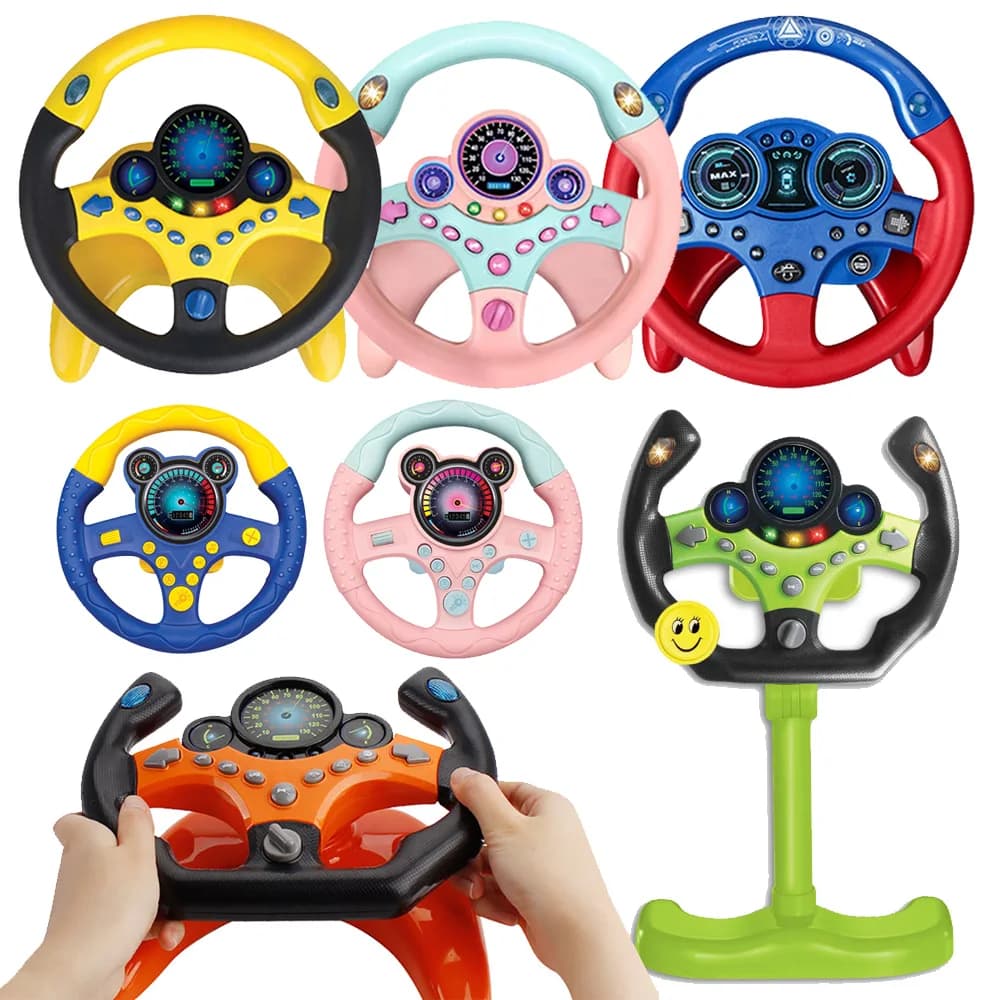 Volante di simulazione elettrica giocattolo con luce e suono educativo per bambini co-pilota giocattolo per auto per bambini giocattolo vocale regalo