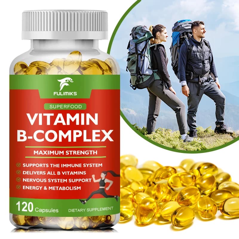 B group vitamin complex for men and women, support for energy, brain and heart, immune health, antioxidant supplement, for skin, eyes, hair