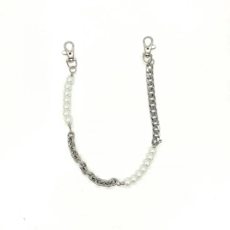 Suitable Life Chain Emotional worldStainless platinum chain strap with metal pearls Short chain
