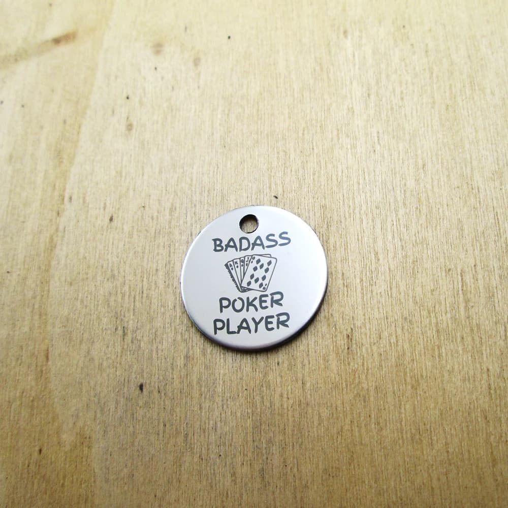 20 pieces: stainless steel pendants for poker player, pendants with laser engraved diy pendants