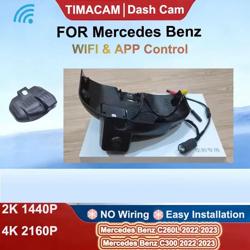 Dash Cam Front and Rear for Mercedes Benz C260L C300 2022 2023, Video Camera DVR 2K 4K 2160P with Wifi, Plug and Play