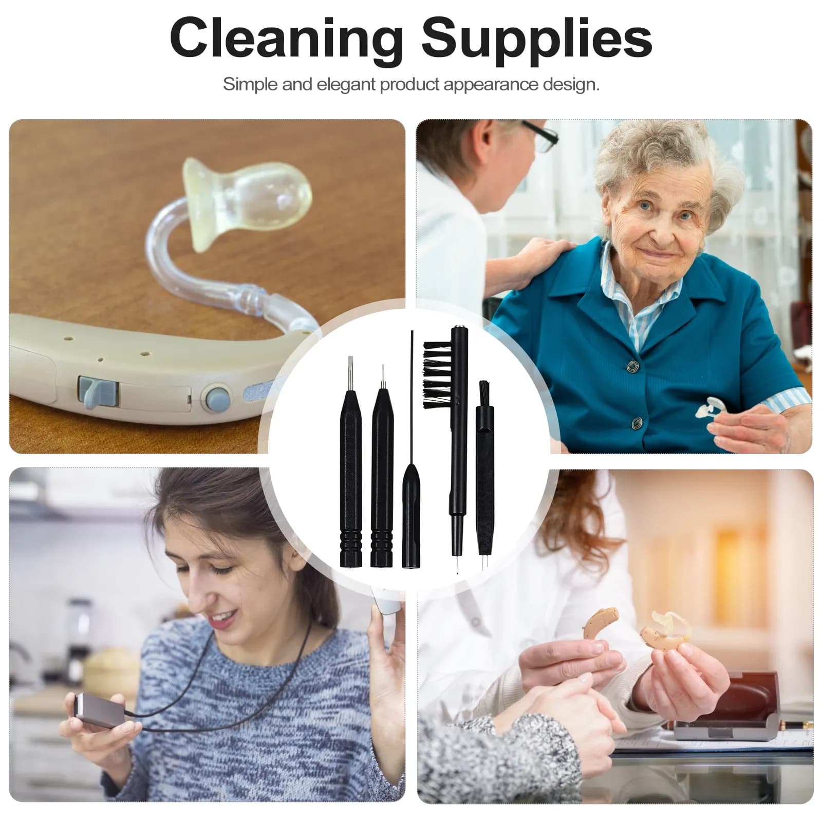 Hearing Aid Cleaning Tool Kit PVC Brushes for Earwax Removal Travel Size Accessories Maintaining Aids Health Care