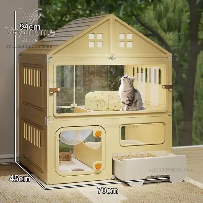 Transparent Cat Cages Simple Home Indoor Cat Cage with Integrated Litter Box Extra-large Multi-level Play Cage Pet Product