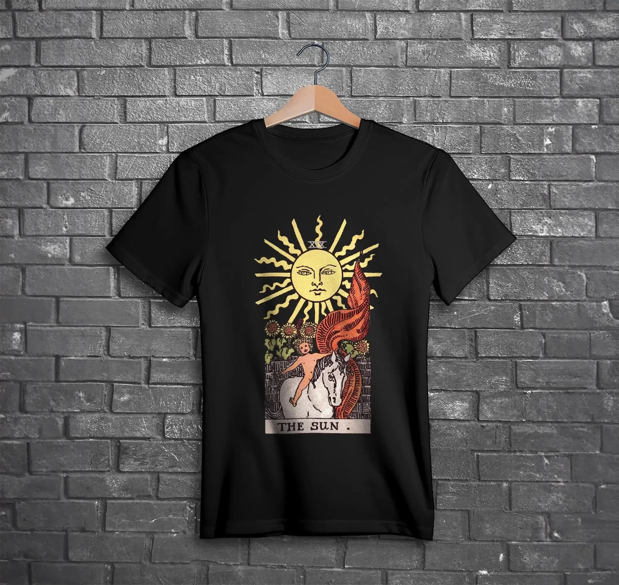 Maglietta The Sun Tarot Card Abbigliamento occulto Maglia da strega gotica AlT