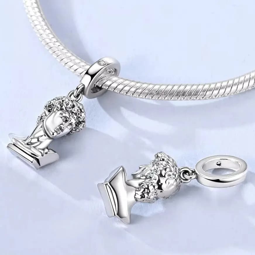 Original 925 Sterling Silver Charm Pendant Statue of David For Woman Fit Bracelet Bead Diy Fine Jewelry