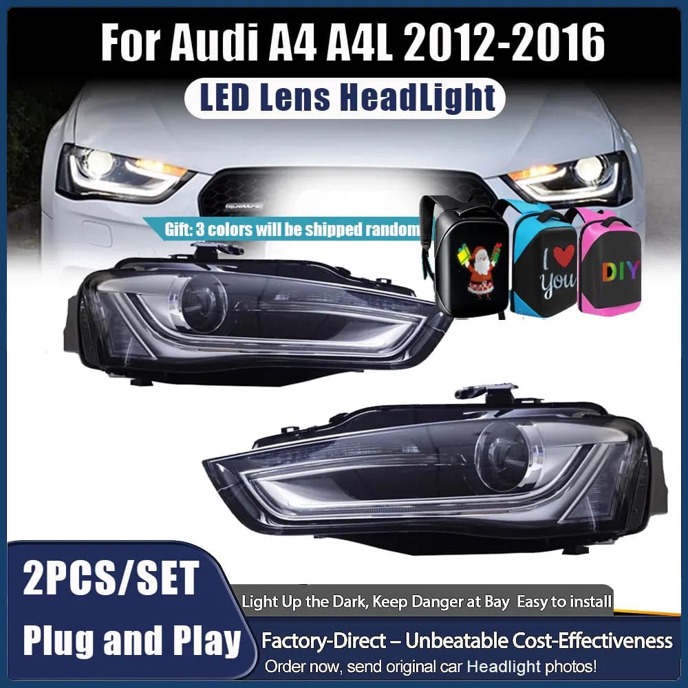 Luci anteriori per auto per Audi A4 2013 2014 2015 2016 A4L S4 B8 Faro Aggiornamento Alta Configura Fari a LED Montaggio Plug and play