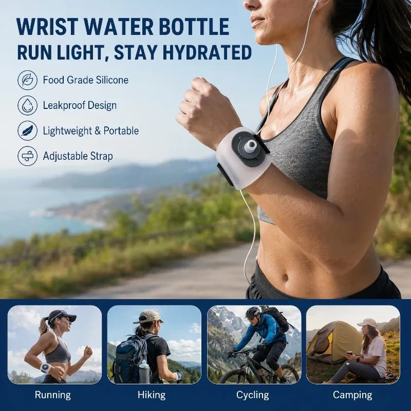 200ml Portable Hands Free Outdoor Wrist Water Bottle Hydrating Gadget for Running Marathon Cycling Camping Climbing
