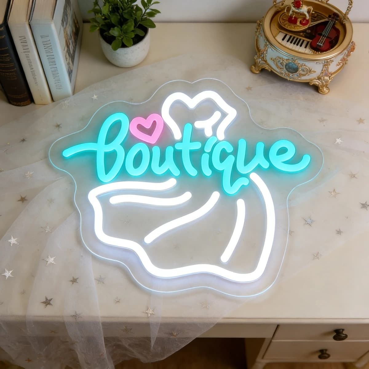 Insegna al Neon LED a Forma di Cuore per Negozi di Moda, Decorazione Casa, Illuminazione Romantica, Attrae i Clienti, Atmosfera Accogliente