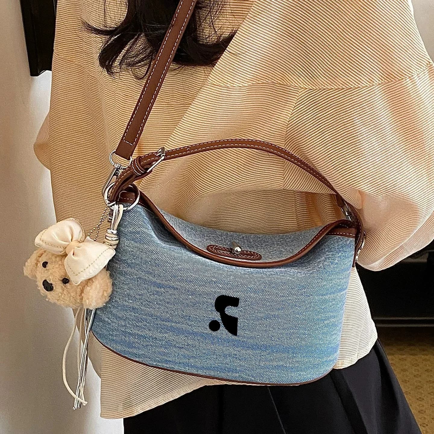 RR VEPHF niche denim tote bag for women 2026 new casual versatile commuting handbag
